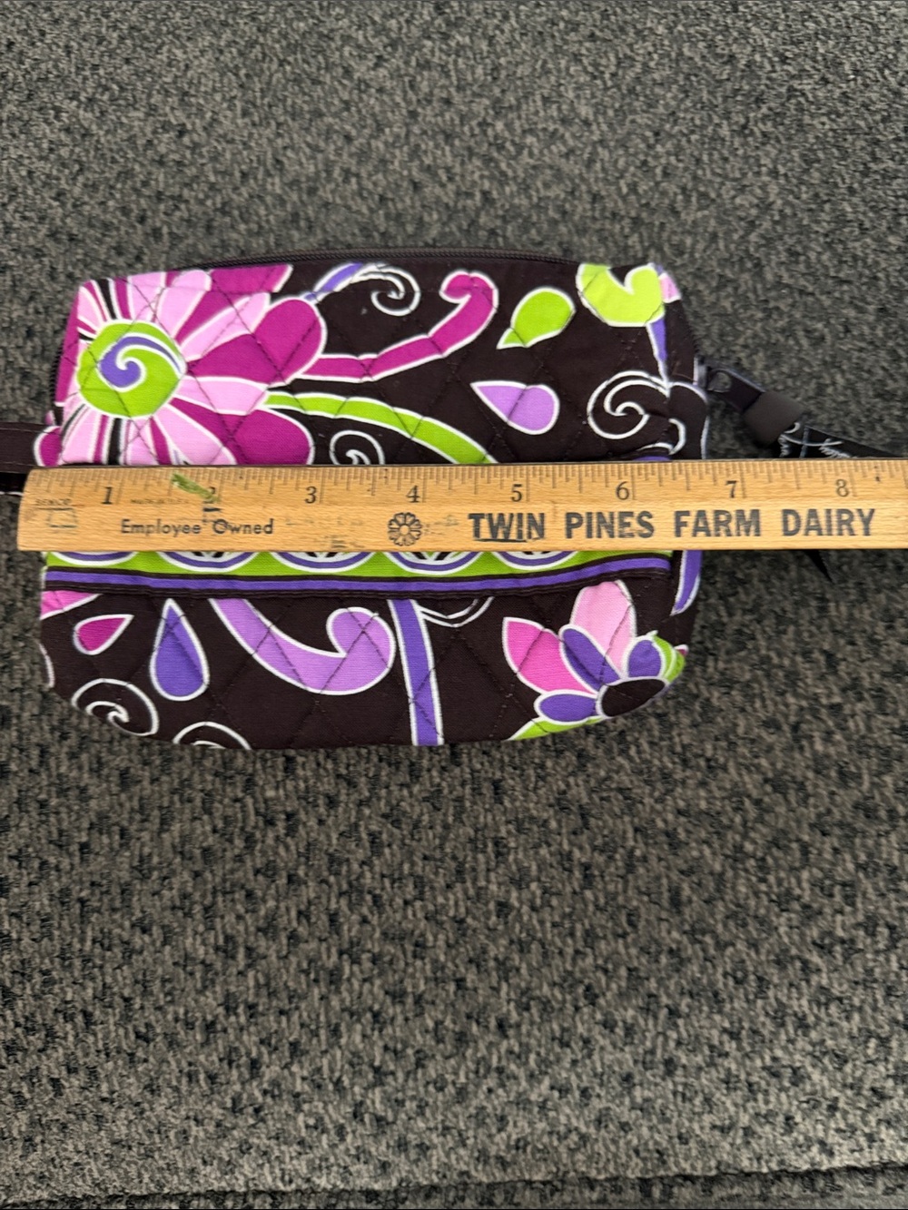 Vera Bradley purple Punch Floral Quilted Wristlet Pink,Green Purple on Brown - Picture 6 of 7